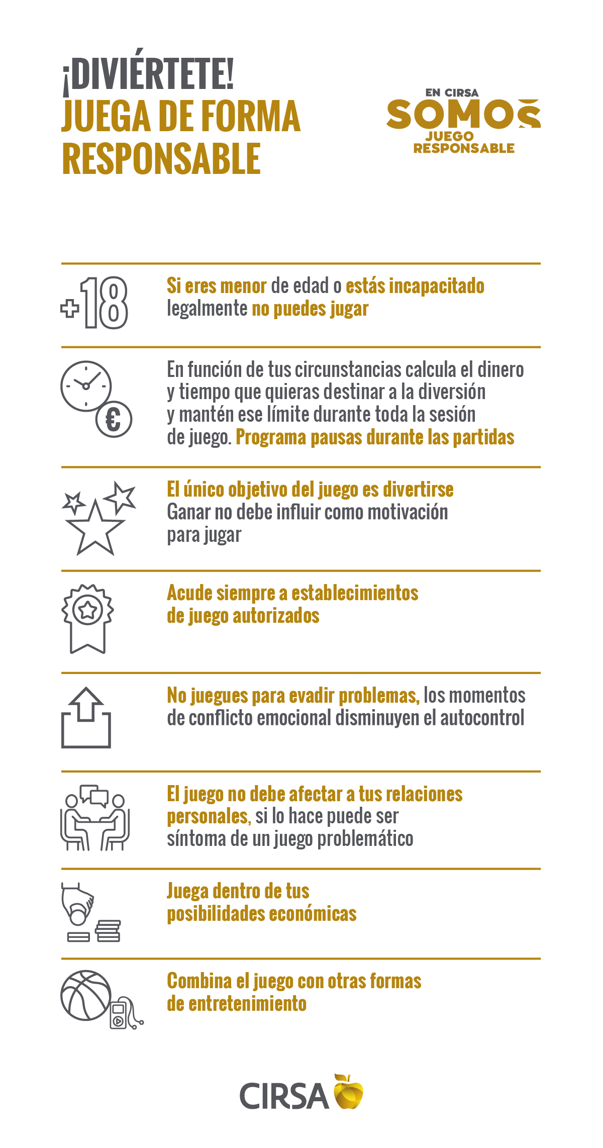 Consejos para el juego responsable